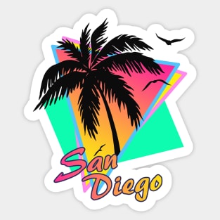 San Diego Cool 80s Sunset Sticker